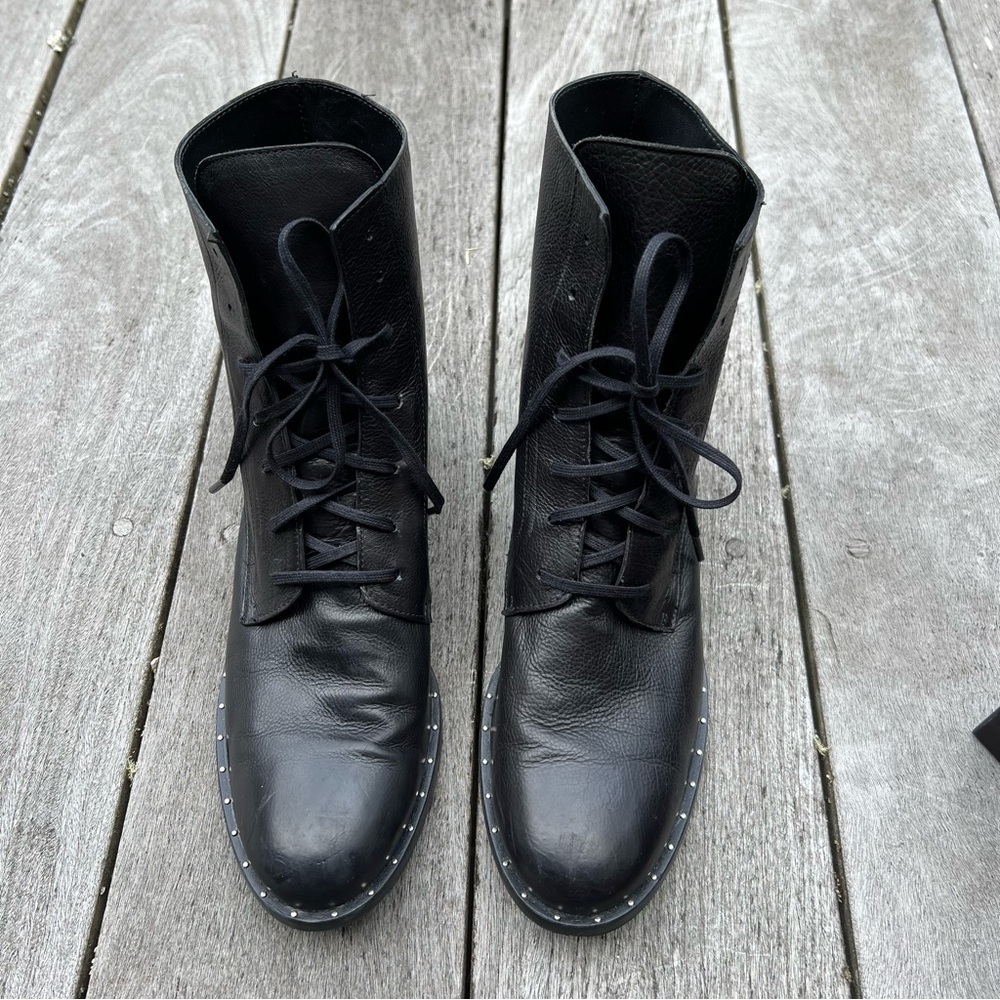 Freda Salvador Black Leather Lace Up Boots